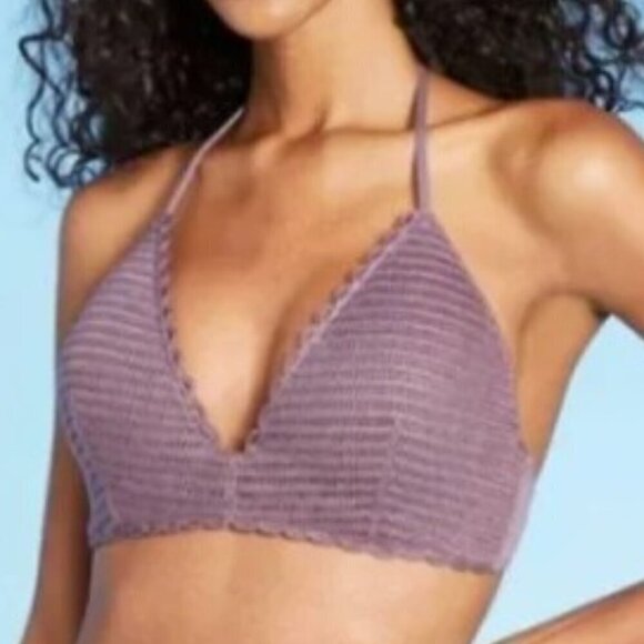 SHADE & SHORE Women's 34C Lilac Crochet Underwire Bikini Top Feminine Flattering - Picture 1 of 11